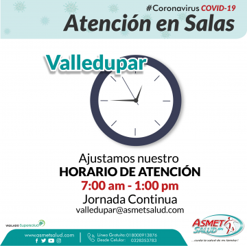 Horario de Atención Valledupar